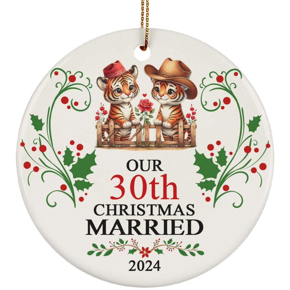 Our 30th Years Christmas Married Ornament Gift 30 Anniversary With Tiger Couple