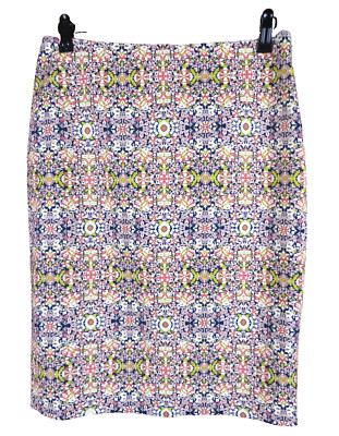 SK13074- THE LIMITED Women's 97% Cotton Pencil Straight Skirt Geo Sz 4 Tall
