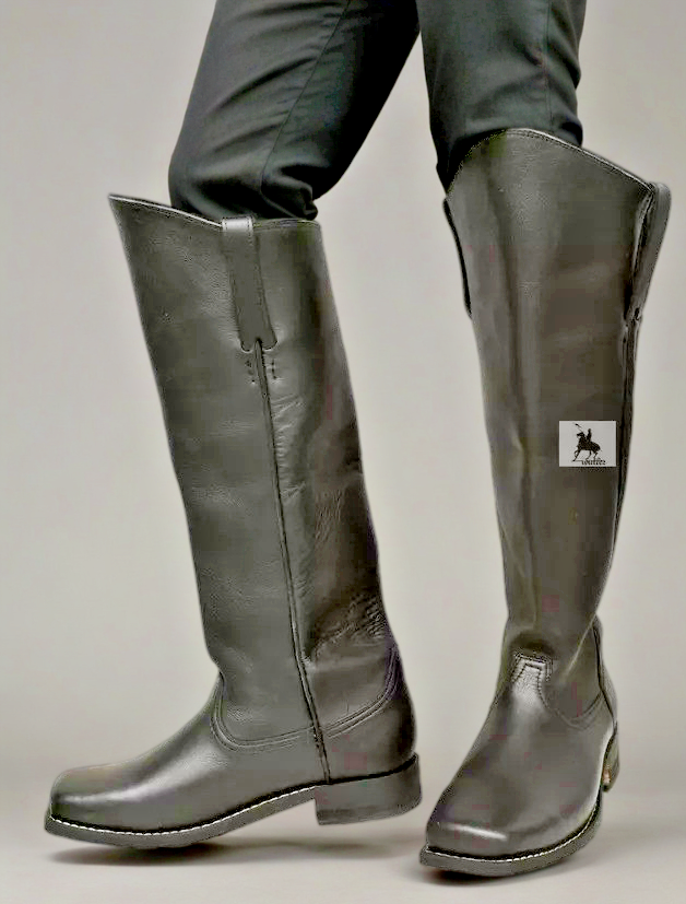 Cavalry Civil War Men's Black and Dark Brown Leather Long Boots | eBay
