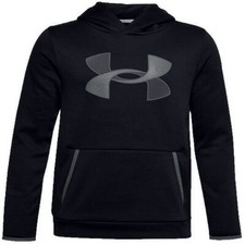 Under Armour Boy  s Black/Pitch Grey Armour Fleece Big Logo Hoodie