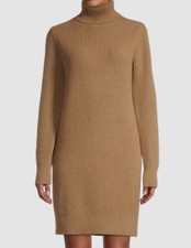 $296 Michael Kors Women's Brown Ribbed Turtleneck Sweater Dress Size XS