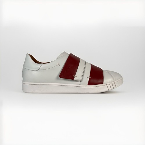 $600 Bally Willet White and Red Leather Sneakers size US 10.5 Made in Italy