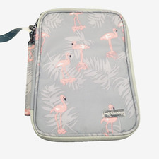 Teamoy Flamingo Motif Travel Case-2 Compartments,Wrist Strap, Gray/Pink