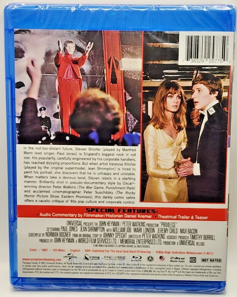 Peter Watkins' Privilege (Blu-ray, 1967) Paul Jones, Jean Shrimpton - Image 2 of 2