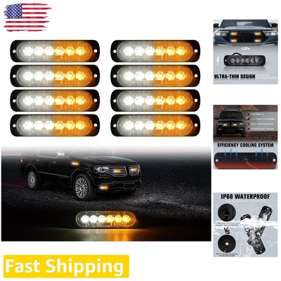 Amber White LED Emergency Strobe Lights - Waterproof, 16 Flashing Patterns