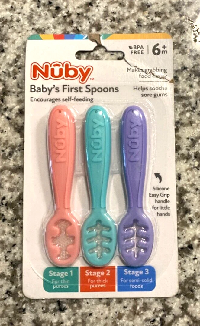 Baby Spoons Self Feeding 6 Months, Silicone Baby Spoons First