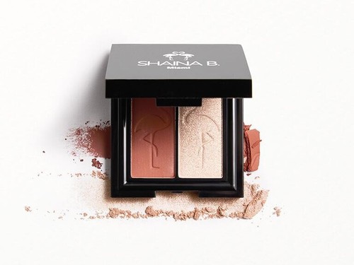 Shaina B. Miami Eyeshadow Duo Soca & Bacchanal + B Fab Pink Metallic Brush Set - Picture 23 of 24