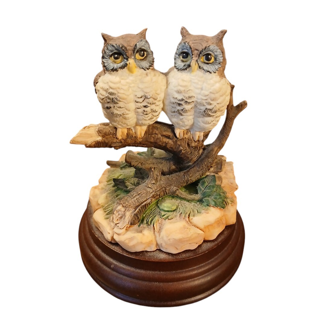Westland Vtg Pair Owls Tree Limb Wood Base Lara's Theme Music Box