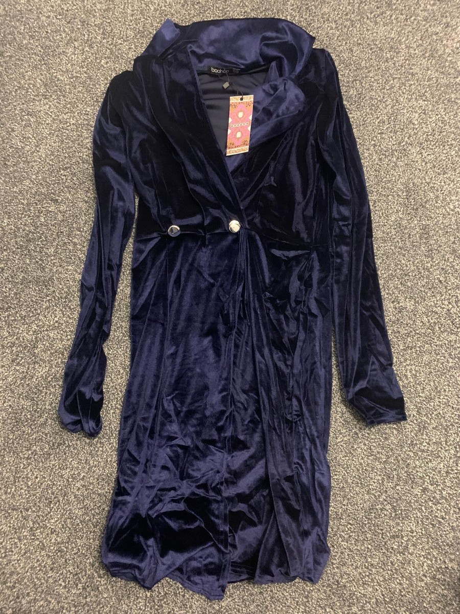 Women's Boohoo Tall Holly Velvet Blazer Dress Navy Size UK 12