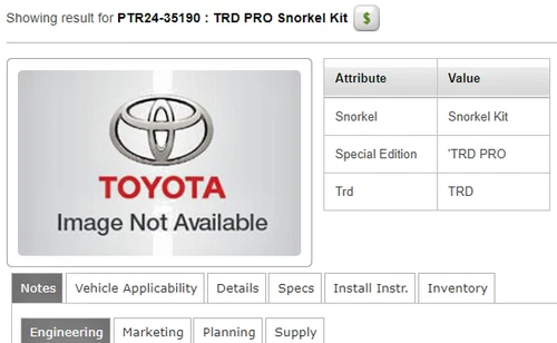 Toyota Tacoma TRD Pro Snorkel Kit W/O Air Intake Genuine OEM OE NO INSTRUCTIONS