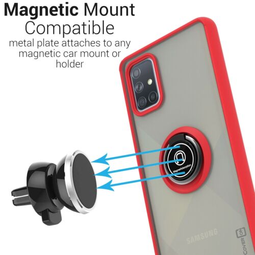 Custodia ad anello per Samsung Galaxy A71 cavalletto magnetico metallo trasparente rigida cover telefono - Foto 24 di 26
