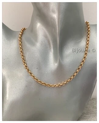 Chaîne Maille Jaseron 45CM En Plaqué Or 18 Carats 750/1000 Bijoux Femme - Photo 1/4