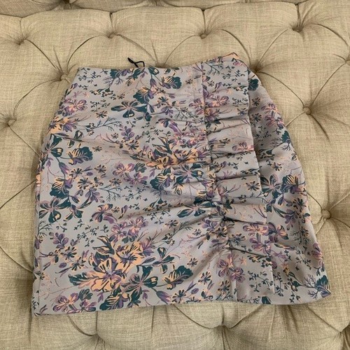 Zara Floral Print Side Ruffle High Waisted Short Skirt Size XS