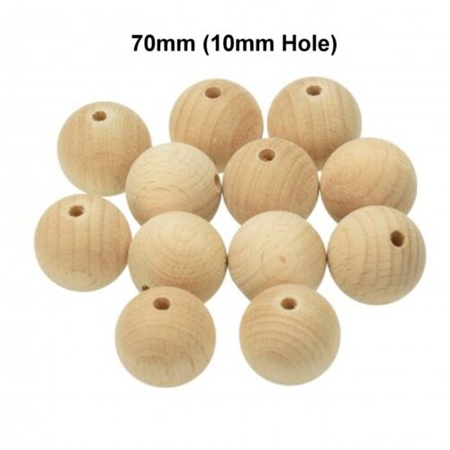 Natural Round Wooden Beads Balls Untreated Plain Wood Hole (6mm-80mm) - Picture 28 of 31