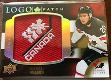 MICHAEL McLEOD  LP-MM ... 2017 TEAM CANADA JUNIORS... LOGO PATCH .