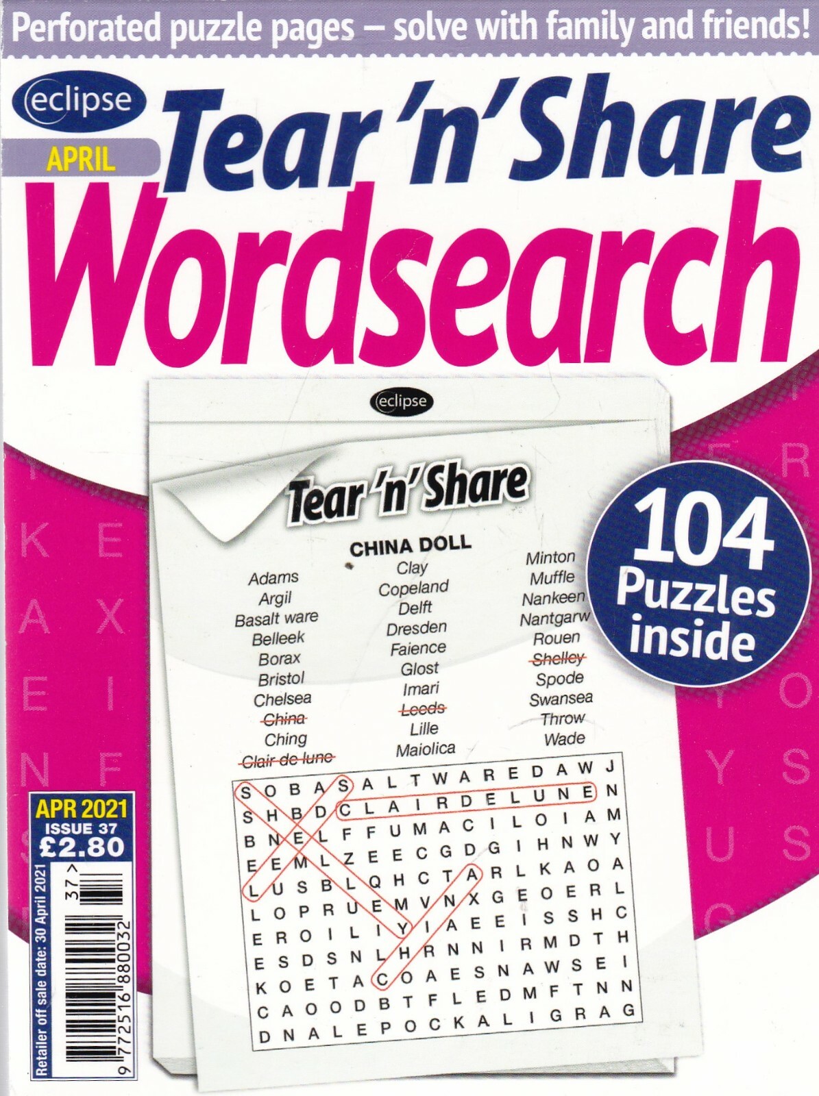 WORDSEARCH BOOK TEAR & SHARE PUZZLES ISSUE APRIL 2021 - 104 PUZZLES TO SOLVE