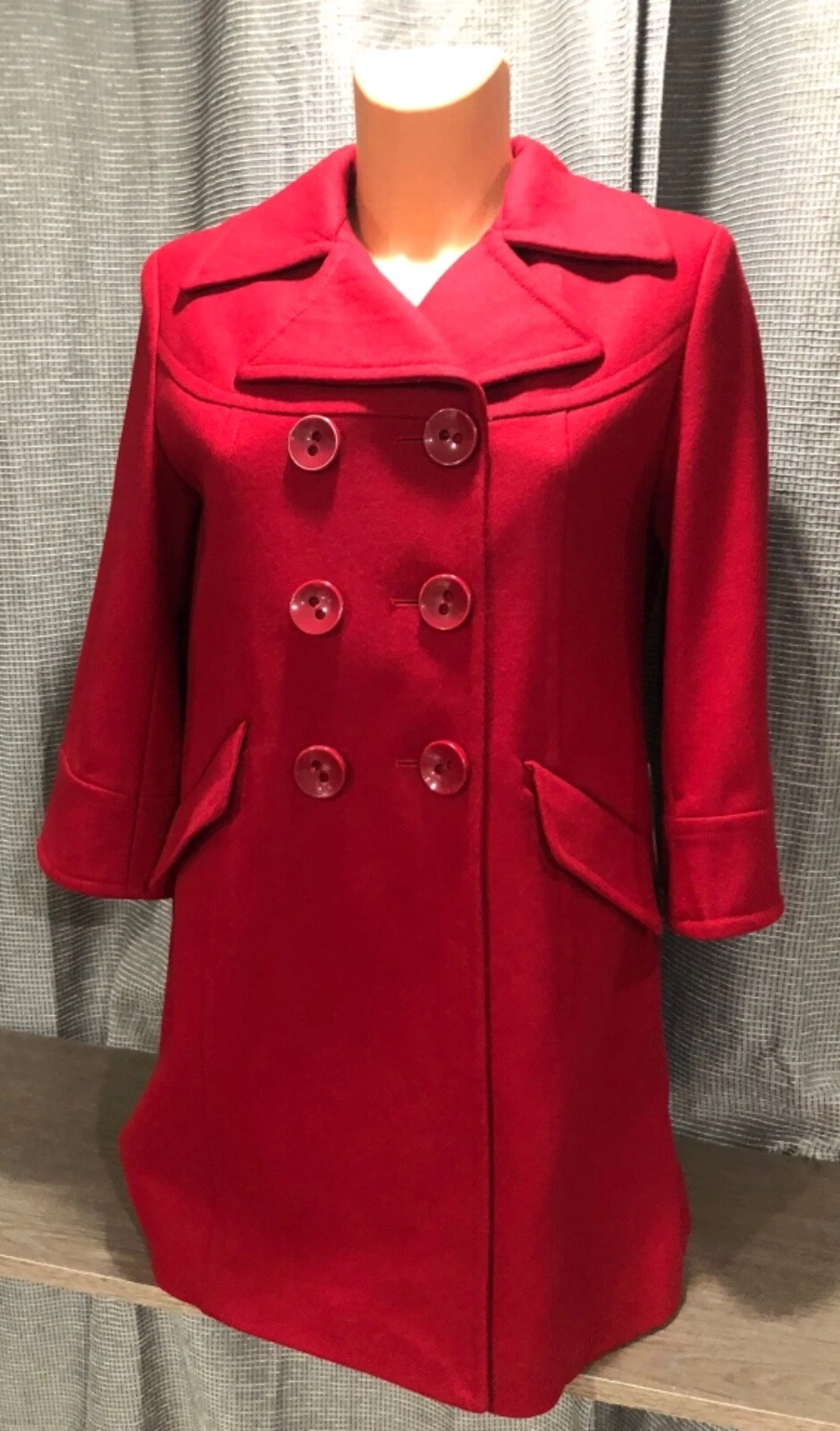 UNDERCOVER New $128 Victoria’s Secret Moda Intl Red Wool 60s Retro Mod Swing Coat Small