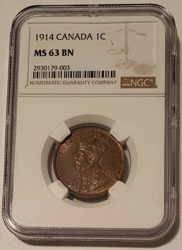 Canada George V 1914 Large Cent MS63 BN NGC
