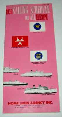 1959 SEGELFAHRPLAN FÜR EUROPA - HEIMATLINIEN - HAMBURG ATLANTIC LINE HELLENIC 
