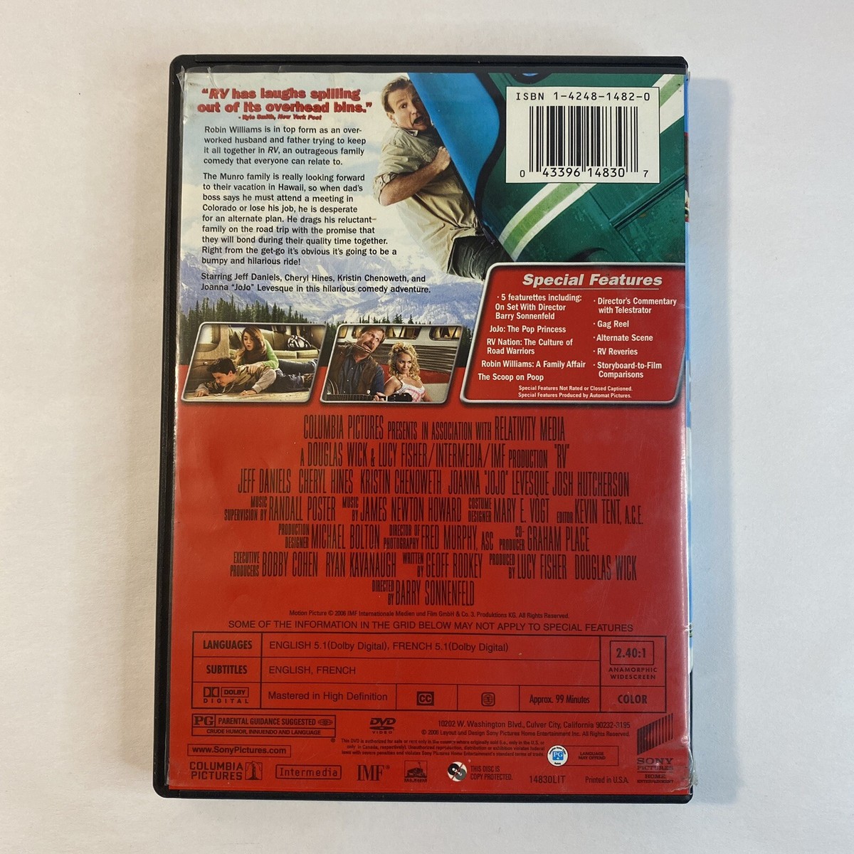 RV (DVD, 2006) Comedy Adventure Region 1 Widescreen Robin Williams