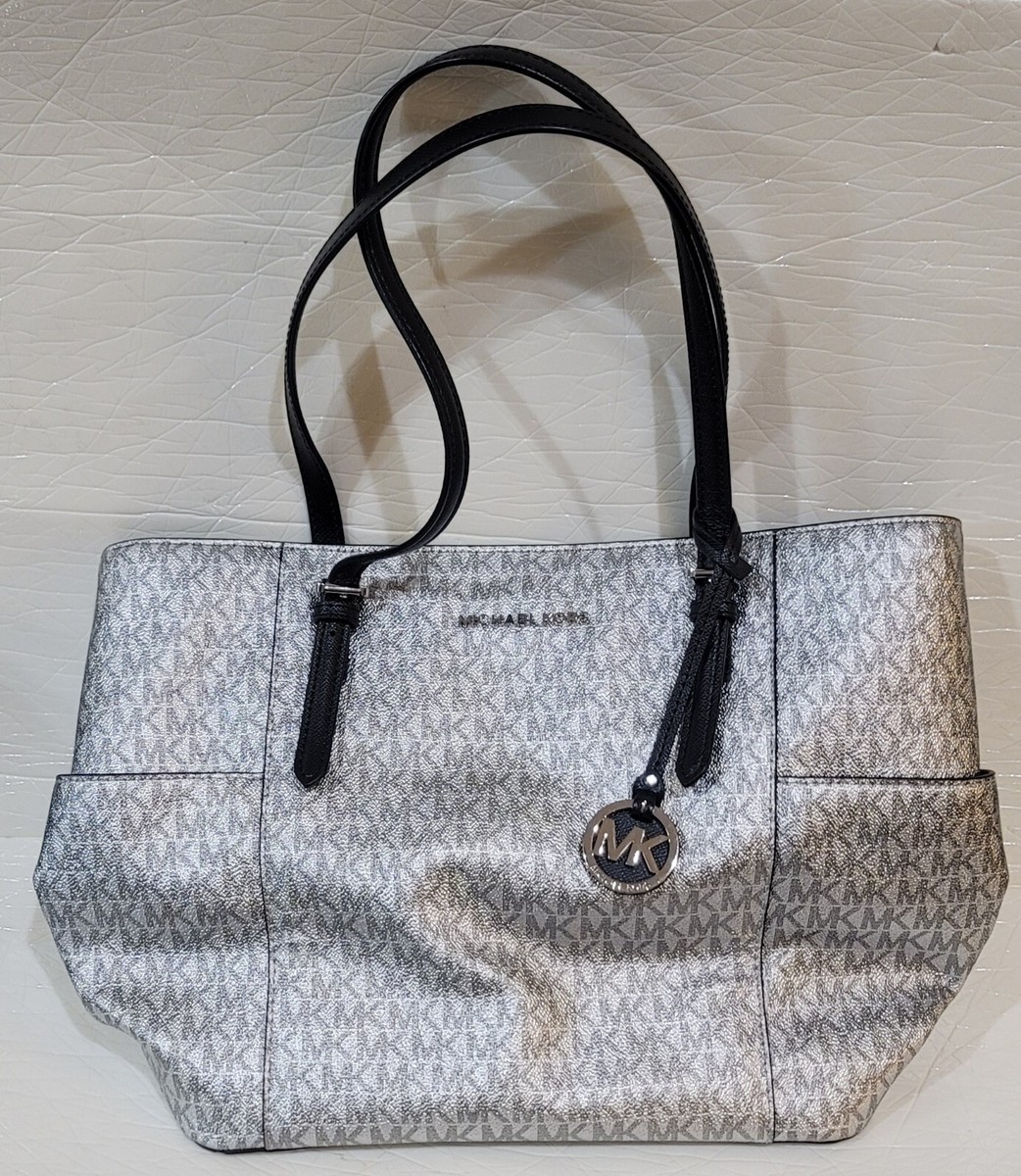 Michael Kors handbag purse Black & Silver shoulder bag great