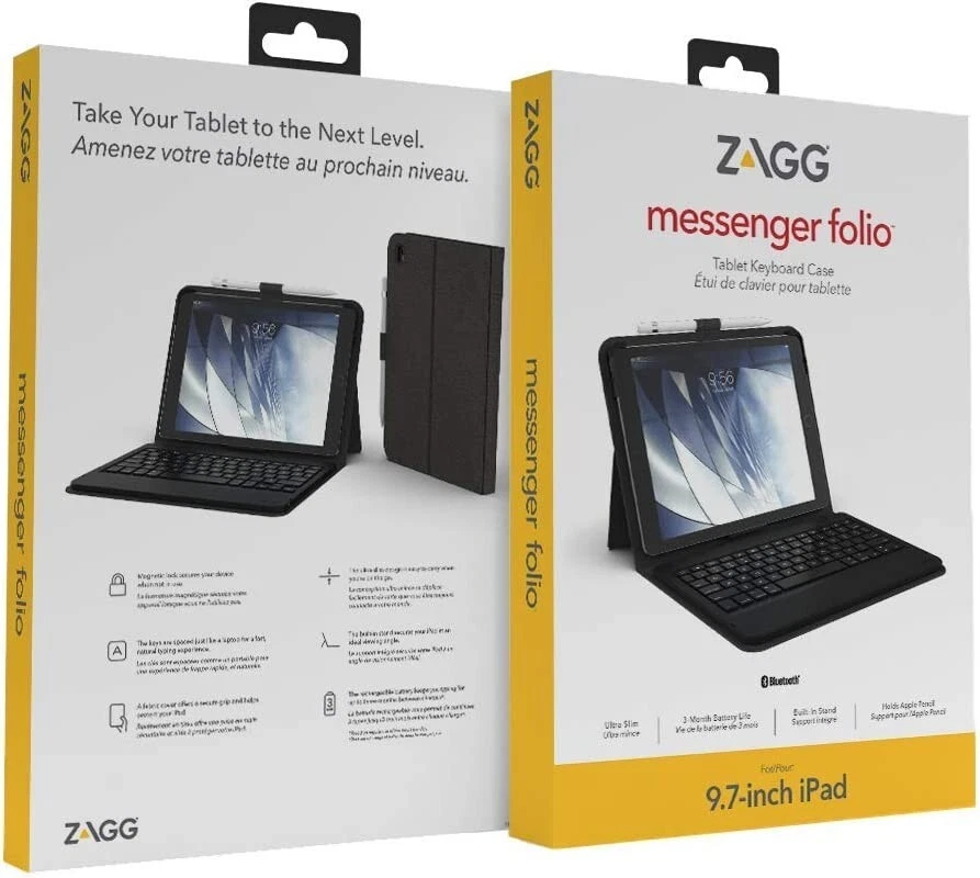 ZAGG Messenger Folio Bluetooth Tablet Keyboard Made Apple iPad 97 Gen 7 - Image 3 of 4