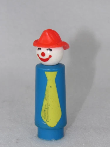 Vintage Fisher Price Little People Tall Blue Clown Yellow Tie #657 Clown Brigade