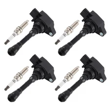 Ignition Coil Pack and Iridium Spark Plug Set of 4 For Nissan Juke 1.6L L4 11-17