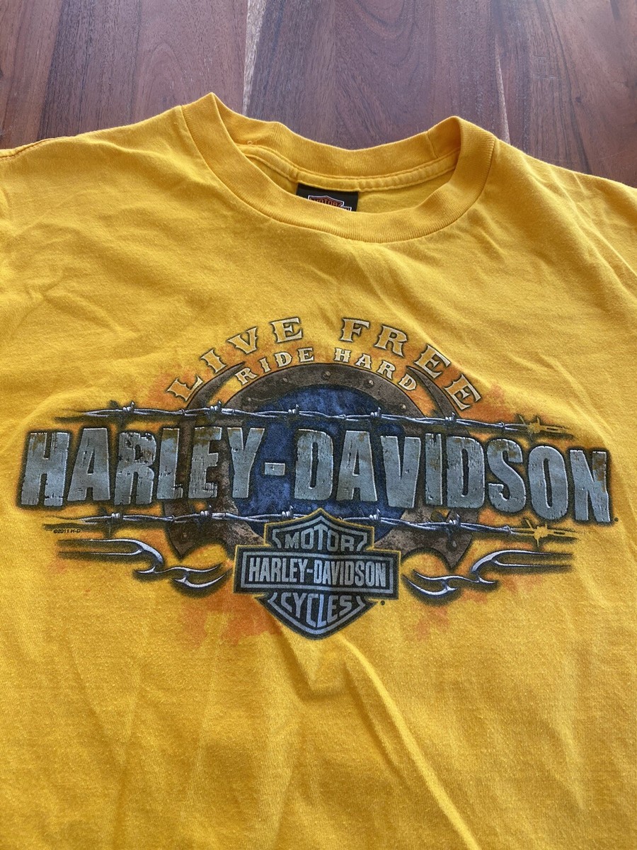 Harley Davidson Mens L T-Shirt San Diego CA Yellow Logo