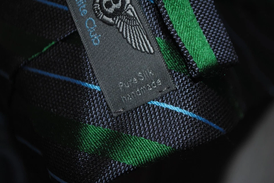 CORBATA BENTLEY RAYAS VERDE AZUL 100% SEDA CON LOGOTIPOS BENTLEY LUJO AUTÉNTICA Foto 4 de 4