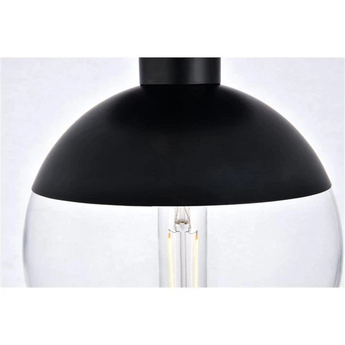 Living District Eclipse 1-Light Metal & Glass Flush Mount in Clear/Black - Picture 6 of 6