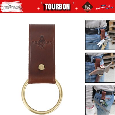 TOURBON Leather Tool Carry Holster Trowel Drill Ax Hammer Metal Belt Hanger Loop