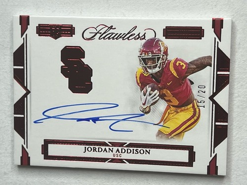 2023 Panini Flawless Coll RUBY TEAM LOGO AUTO JORDAN ADDISON #TLS-JA #15/20 RC