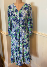 Talbots. Botanical Garden Dress Blue/Green elastic waist NWT$139