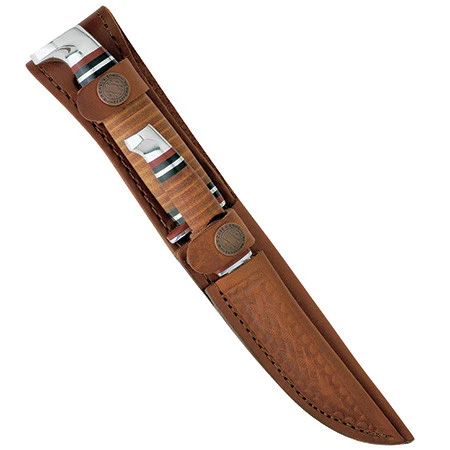 JUEGO DE DOS CUCHILLOS ESTUCHE XX DOBLE ALETA CON FUNDA DE CUERO TWINFINN SS (372) BOLSILLO-