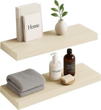 New 24in Floating Wall Shelves Set of 2 Wood Display Storage Bathroom Kitchen