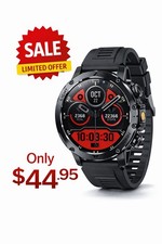 Smart Watch Fitness Tracker Heart Rate Sleep Monitor Black Silicone Band