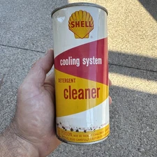 NOS Vintage Gas & Oil 18oz SHELL Cooling System Cleaner Tin Can Garage