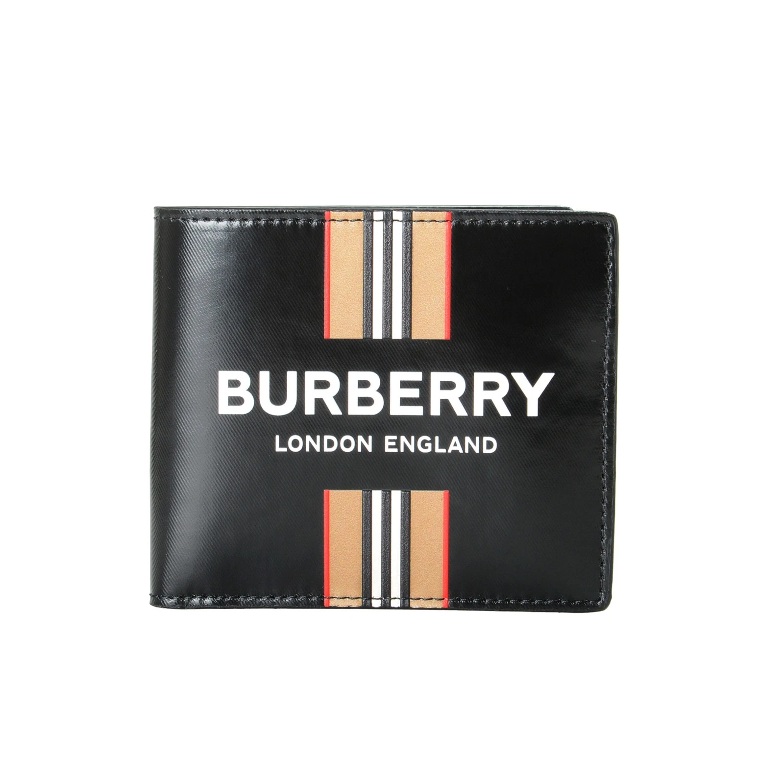 Burberry — Burberry Men's Black Logo Print Leather Bifold Wallet