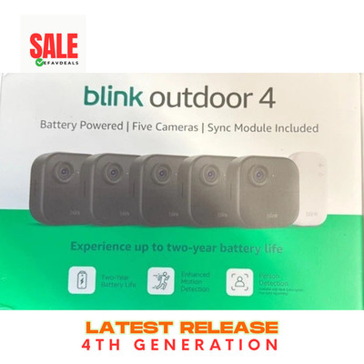   NEW   Blink 2024   4th Gen Model Outdoor HD Security System 5 Camera Kit  