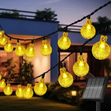 60 LED Solar String Lights Outdoor Waterproof, 36FT Crystal Globe Lights