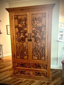 1960's Mexican Artisan Hand Carved Armoire