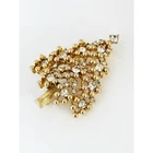Vintage Eisenberg Christmas Tree Brooch Clear Rhinestone Gold Tone Signed Pin