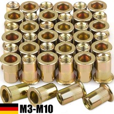 50 Stück Blindnietmuttern Flachkopf Verzinkt...