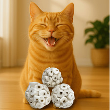 1001 Pk10 Kitty Sola Balls - All natural handmade cat toy balls, Lightweight
