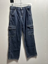 Wrangler Denim Carpenter Jeans Boys Size 12 Adjustable Straight Leg