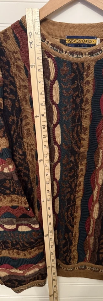  Винтажный Seven Oaks 3D вязаный свитер XL - Coogi стиль - сделано в Канаде - Изображение 4 из 4