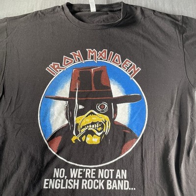 IRON MAIDEN Shirt Mens XL No We're Not An English Rock Band Eddie The Head