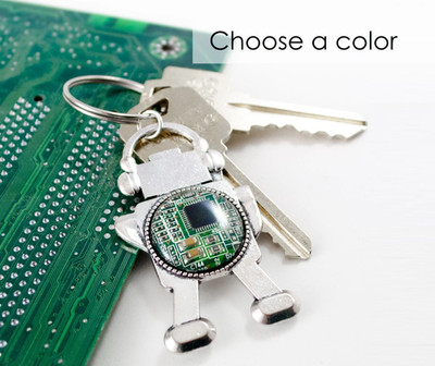 Robot Keychain Circuit Board Geeky Key Fob Chain STEM Robotics Gift Cyberpunk