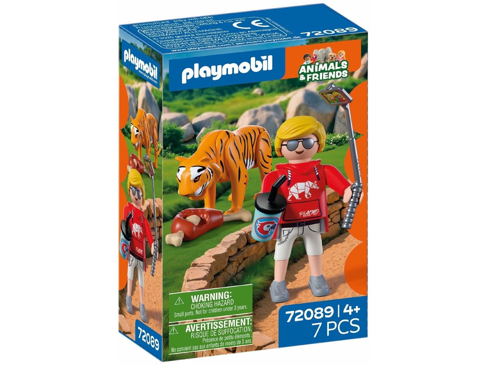 Playmobil Zoo Tiger with Baby Play Set Includes Visitor Figure with Selfie Stic 4590₽